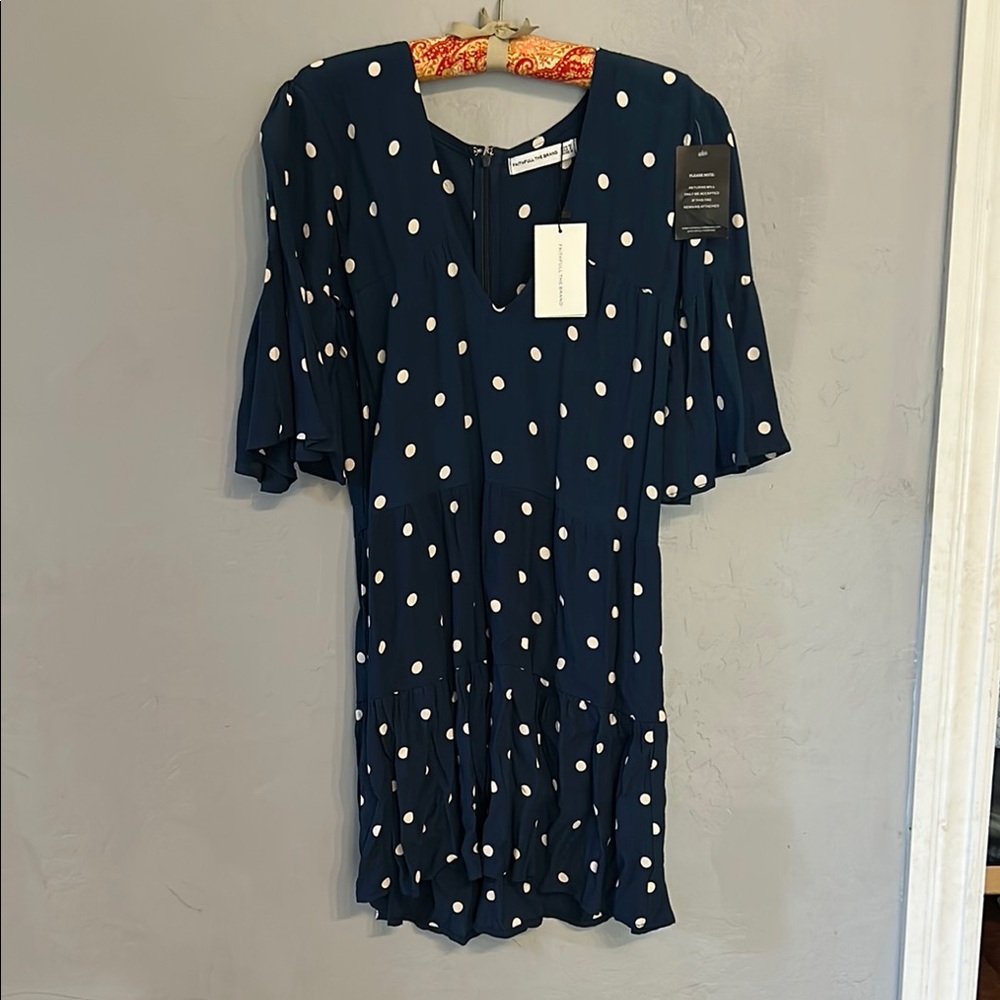 Faithfull the Brand Blue Dress with White Dots